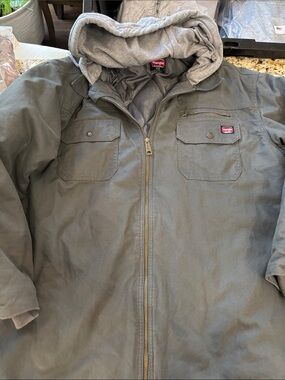 Wrangler Workwear Olive Green Hooded Field Jacket